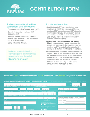 Saskatchewan Pension Plan Contribution Form