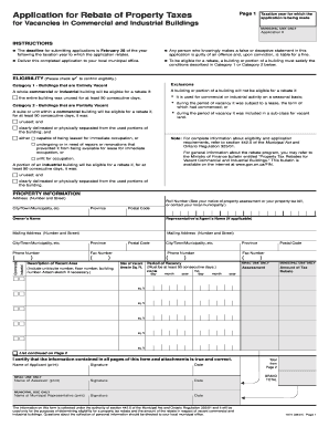 Application for Rebate of Property Taxes