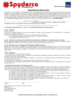 Restricted Item Return Form