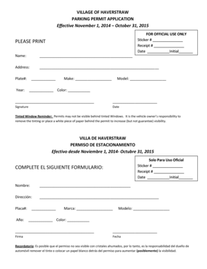 Village of Haverstraw Parking Permit Application