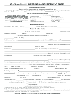 Wedding Announcement Form