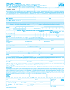 Tata Mutual Fund Transaction Slip