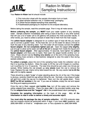 Radon-in-Water Sampling Instructions