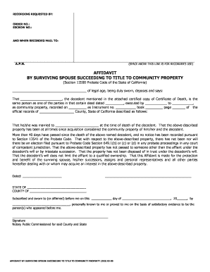 Affidavit by Surviving Spouse for Community Property