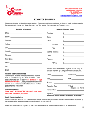 Exhibitor Order Form