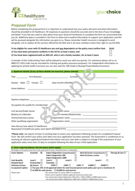 CS Healthcare Proposal Form