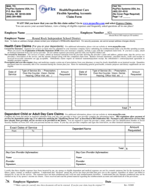 Health and Dependent Care Claim Form