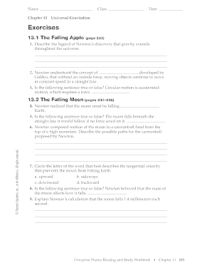Chapter 13 Universal Gravitation Study Workbook