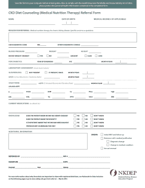 CKD Diet Counseling Referral Form