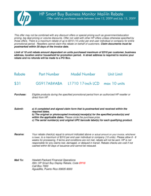 HP Smart Buy Business Monitor Mail-In Rebate