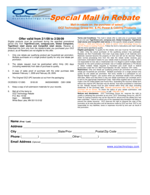 OCZ Technology Mail-in Rebate Form