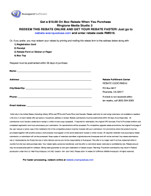 Ringtone Media Studio 3 Rebate Form