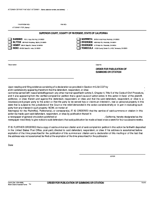 Order for Publication of Summons or Citation