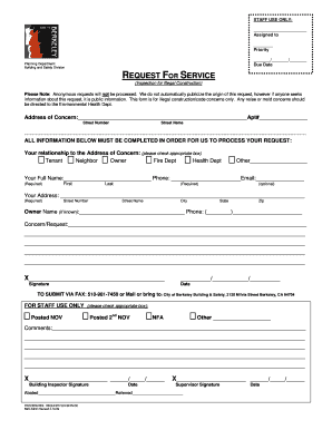 Request for Service Illegal Construction Inspection
