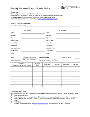 Facility Request Form - Sports Fields