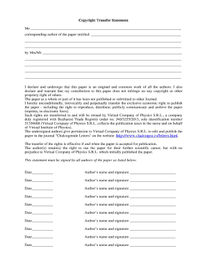 Copyright Transfer Statement for Journal Publication