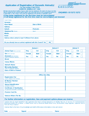Domestic Animal Registration Application