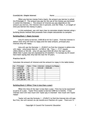 Simple Interest Worksheet