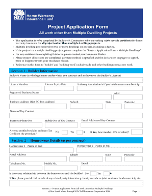 NSW Home Warranty Insurance Application