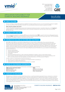 Domestic Building Insurance Eligibility Application