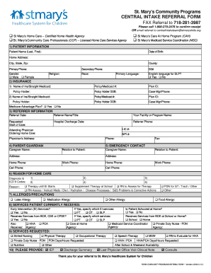 St. Mary's Central Intake Referral Form