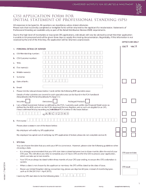 CISI Application Form for Initial Statement of Professional Standing