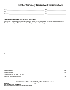 Teacher Evaluation Form