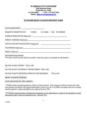 Pennsylvania Right to Know Request Form