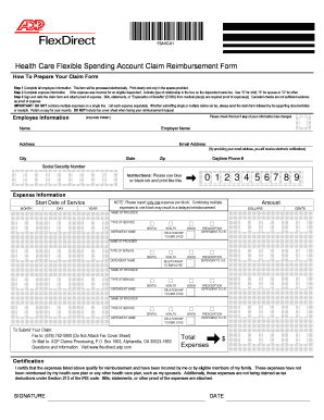 Health Care Flexible Spending Account Claim Reimbursement Form