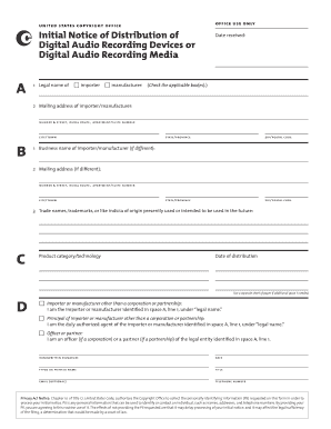 US Copyright Office Initial Notice of Distribution