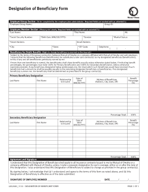 Designation of Beneficiary Form