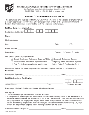 Reemployed Retiree Notification Form