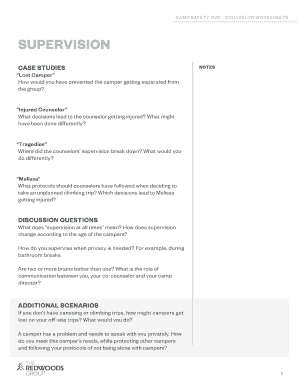 Camp Safety Counselor Worksheets