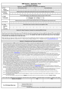 VFS Global SMS Service Application Form