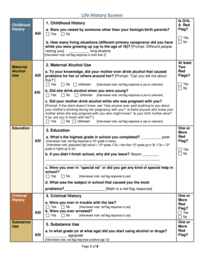 Life History Screen Form