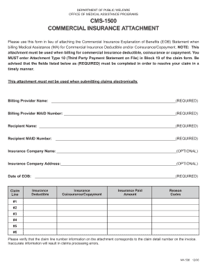 CMS-1500 Commercial Insurance Attachment