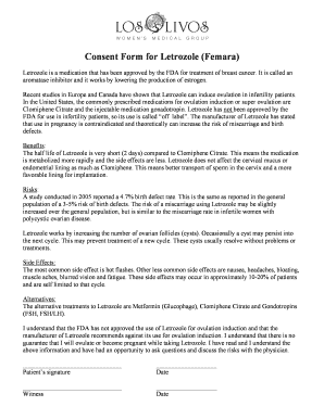 Consent Form for Letrozole (Femara) Use in Infertility