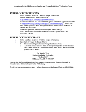 Oklahoma Ignition Interlock Application and Verification Form