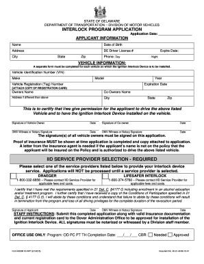 Delaware Ignition Interlock Program Application