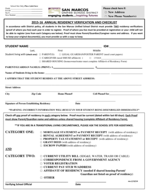 Annual Residency Verification Form