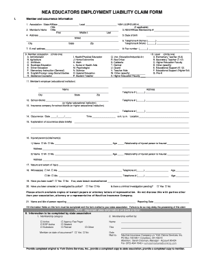 NEA Educators Employment Liability Claim Form