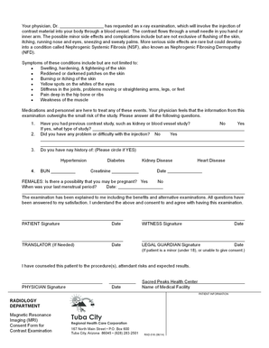 MRI Contrast Examination Consent Form