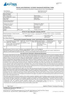 Traveller's Personal Accident Insurance Proposal Form