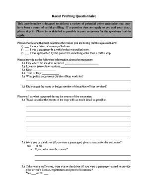 Racial Profiling Questionnaire English - ACLU - riaclu