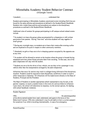 Minnehaha Academy Student Behavior Contract