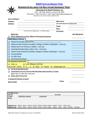 WAHIT Supplies Request Form