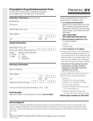 Prescription Drug Reimbursement Form