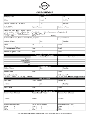 Credit Application for Redwood Logistics
