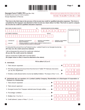 Georgia Form IT-QEE-TP2