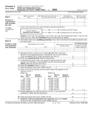 IRS Schedule 2 Form 1040A